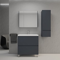 Style Line Тумба с раковиной Манхэттен 80 Plus подвесная эмаль графит матовая – фотография-7